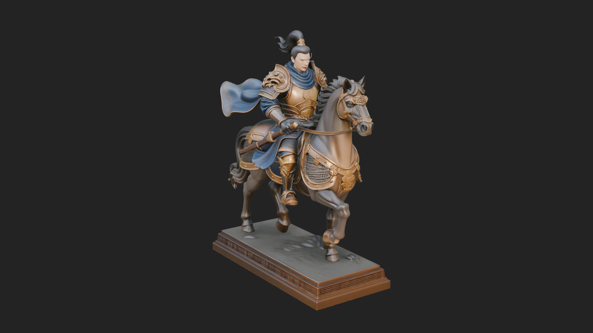Mounted Armored General Statue Design 3 3D Print Model 3D Model