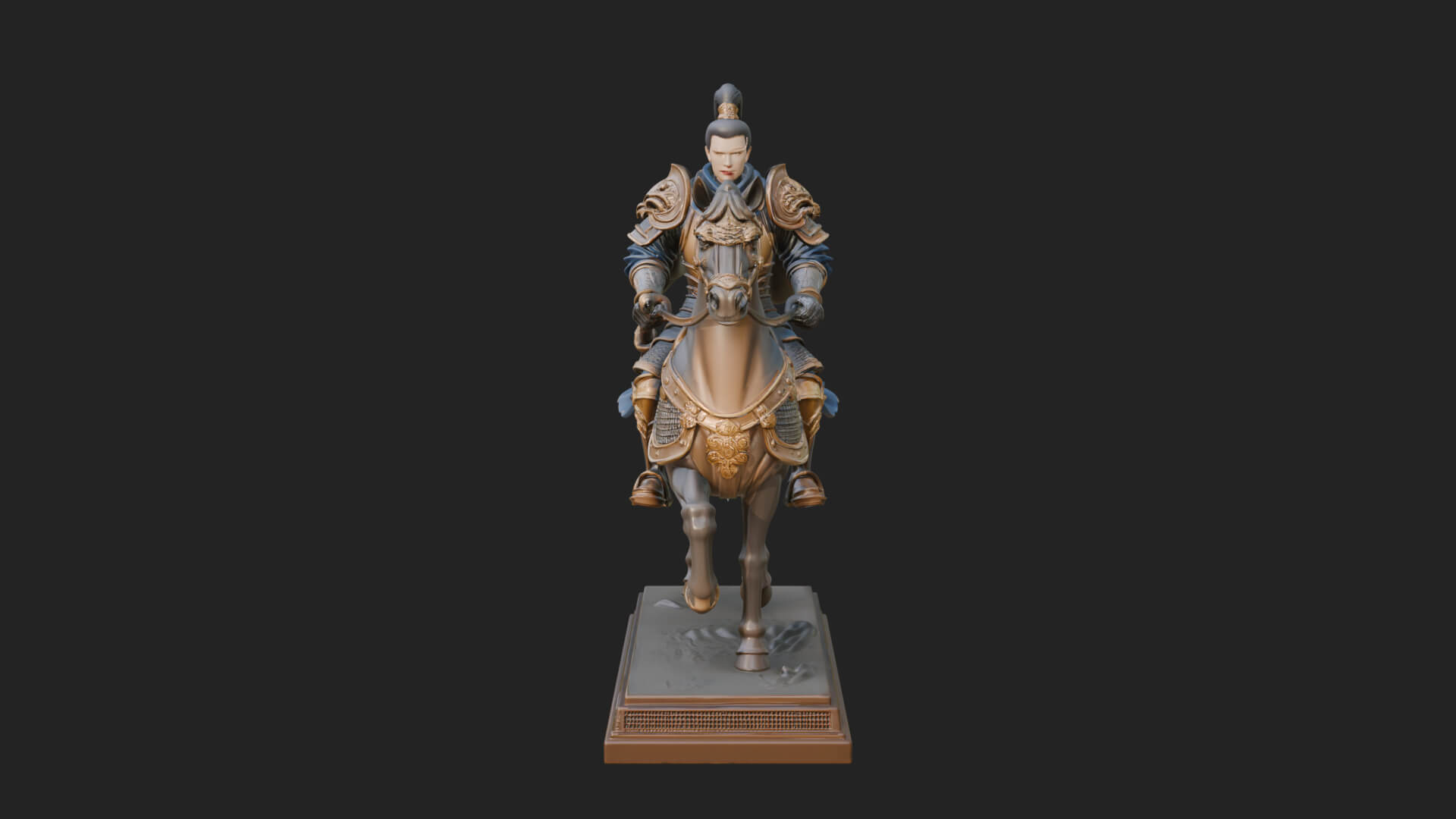 Mounted Armored General Statue Design 3 3D Print Model 3D Model
