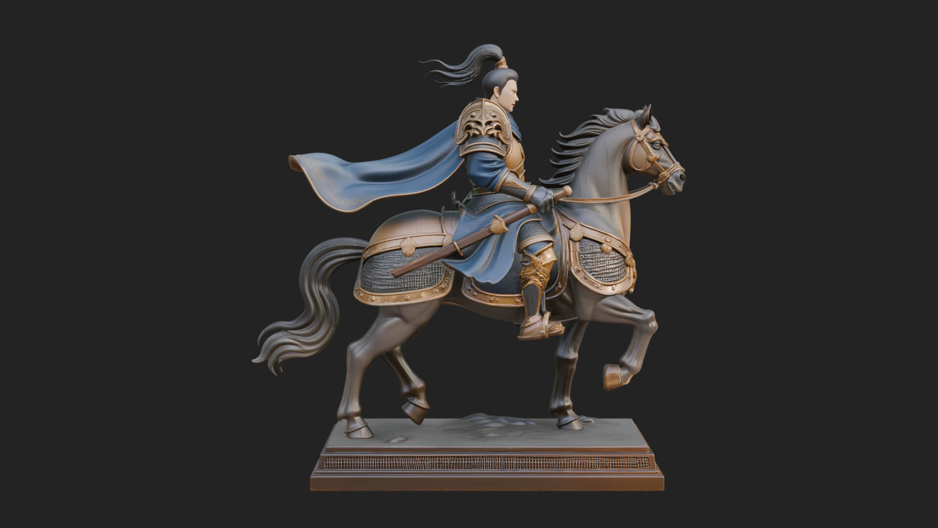 Mounted Armored General Statue Design 3 3D Print Model 3D Model