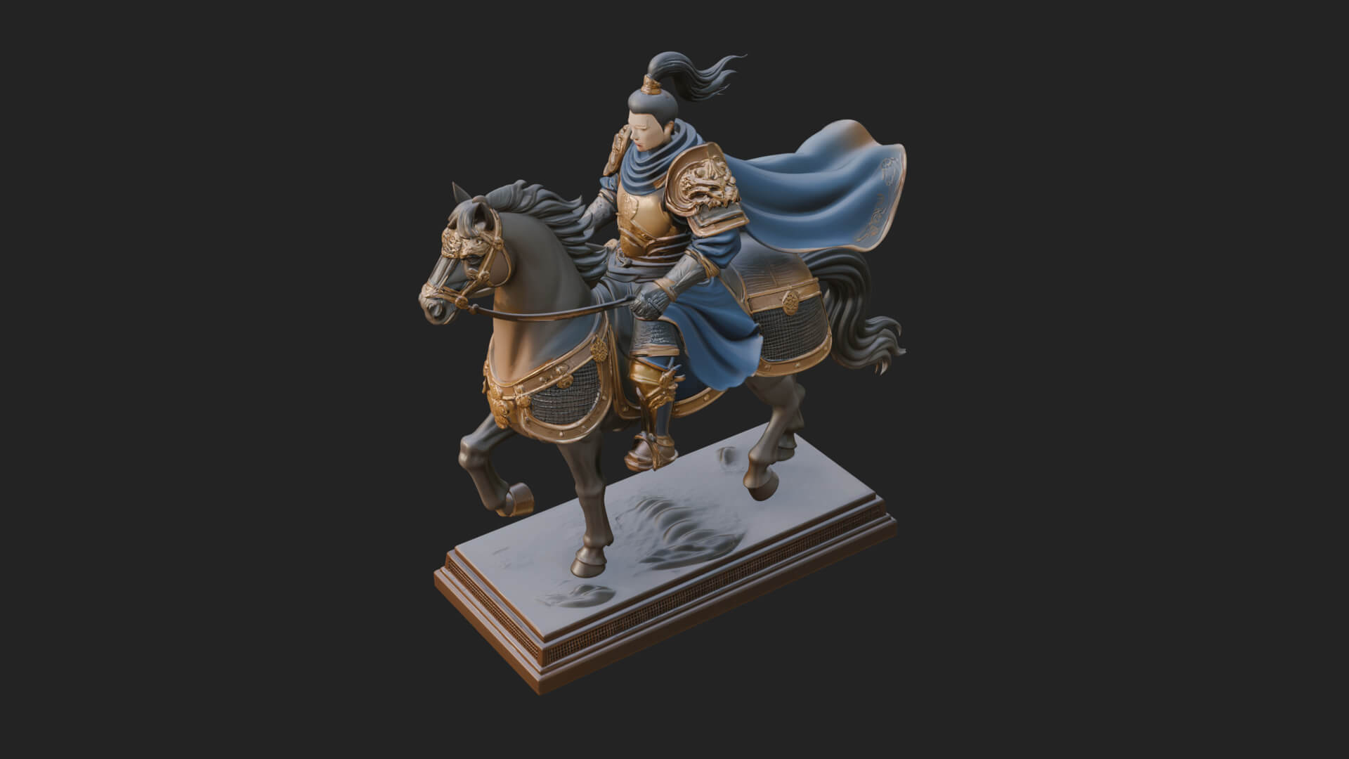 Mounted Armored General Statue Design 3 3D Print Model 3D Model