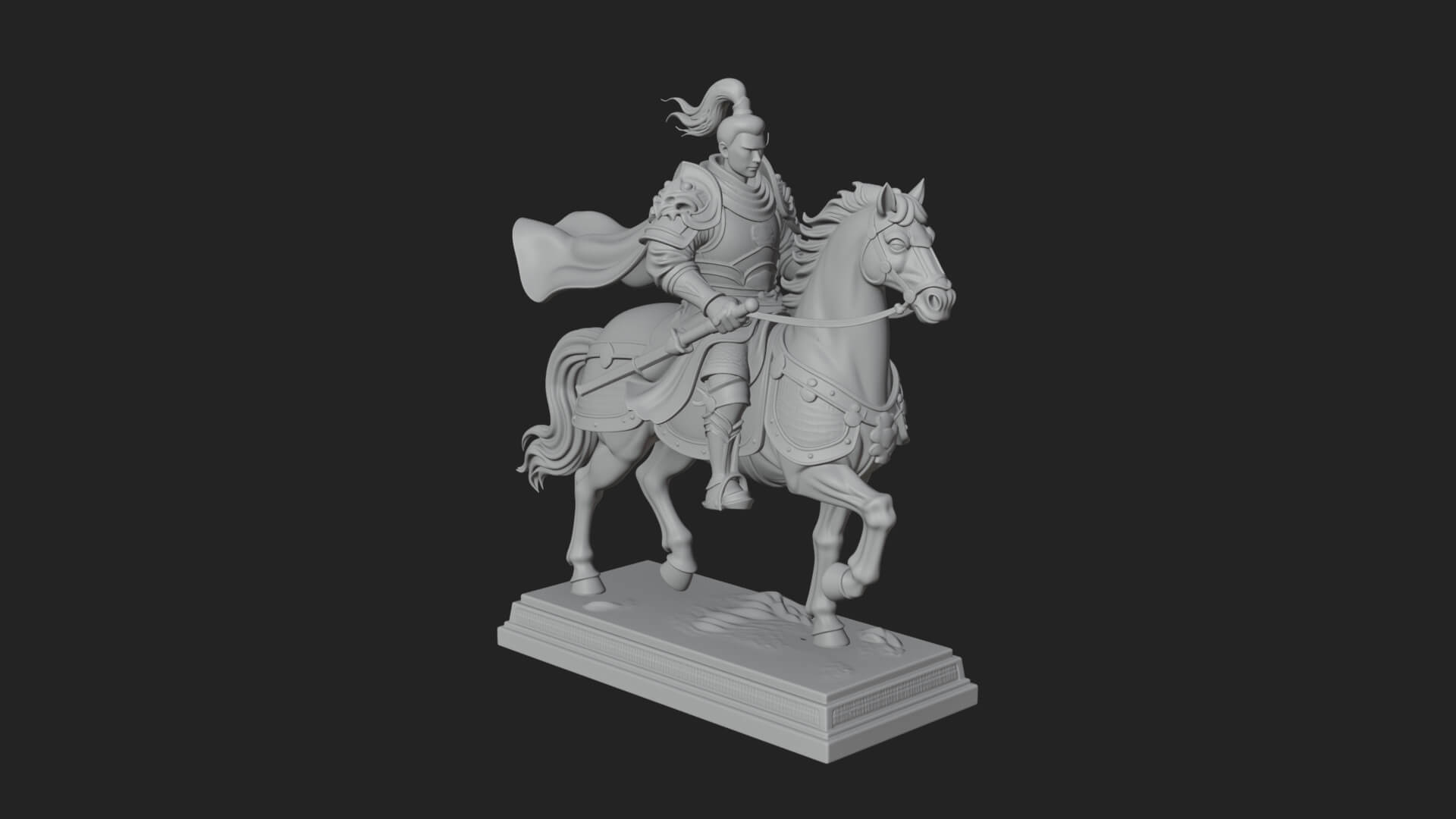 Mounted Armored General Statue Design 3 3D Print Model 3D Model