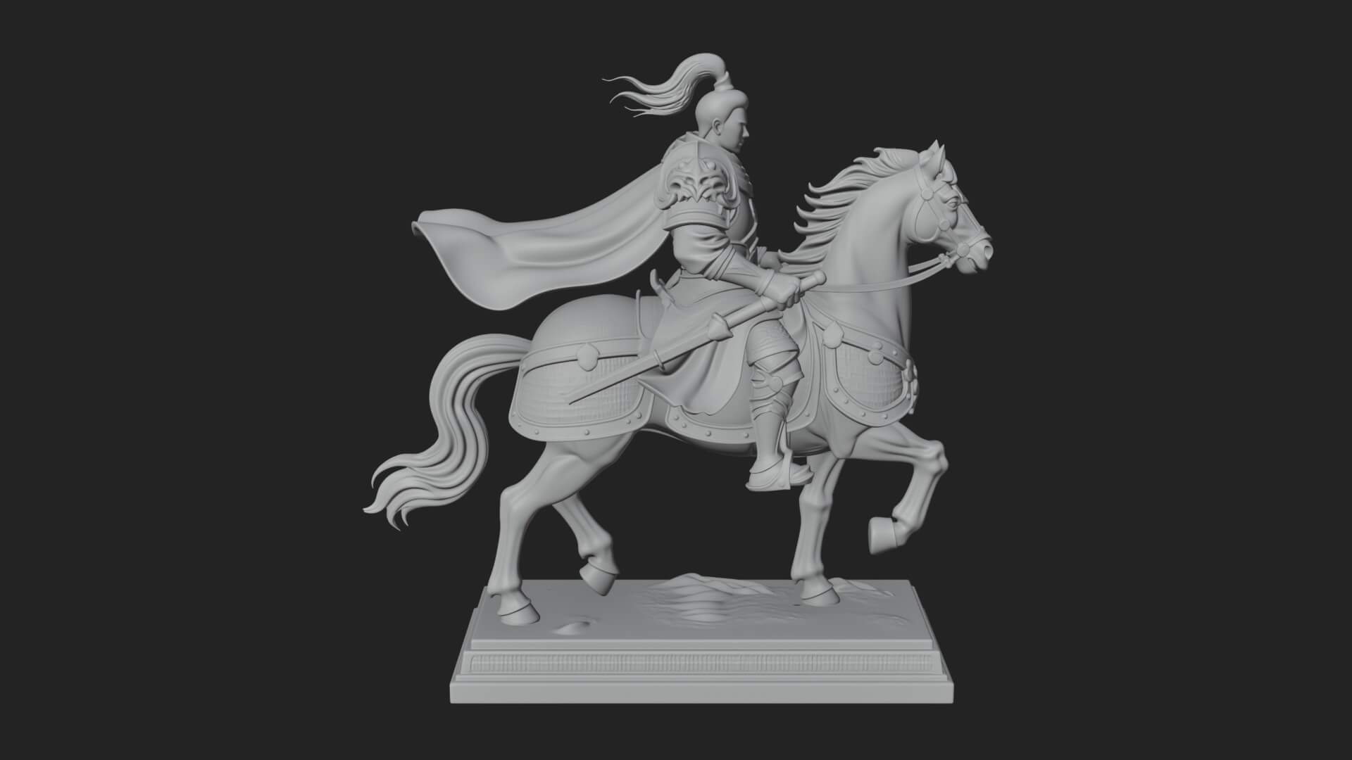 Mounted Armored General Statue Design 3 3D Print Model 3D Model
