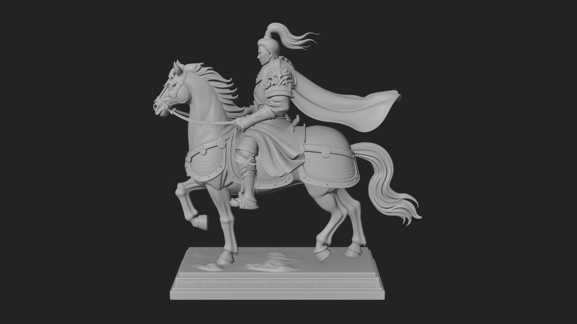 Mounted Armored General Statue Design 3 3D Print Model 3D Model