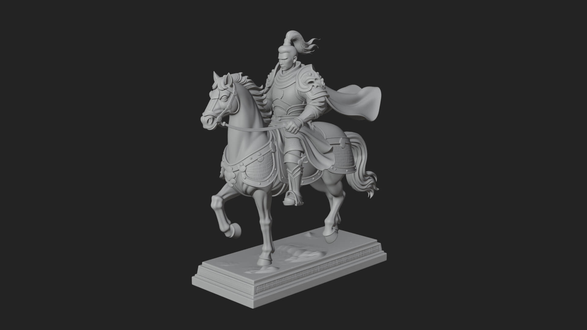 Mounted Armored General Statue Design 3 3D Print Model 3D Model