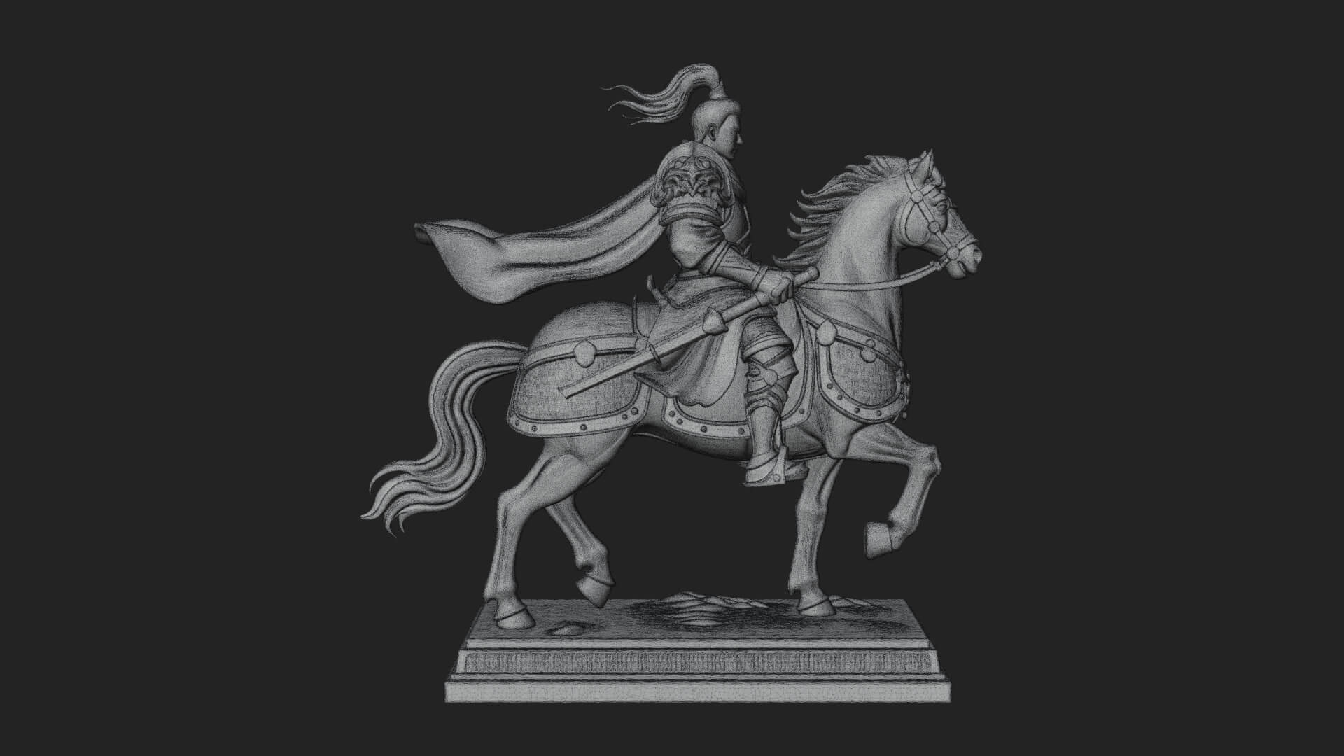 Mounted Armored General Statue Design 3 3D Print Model 3D Model