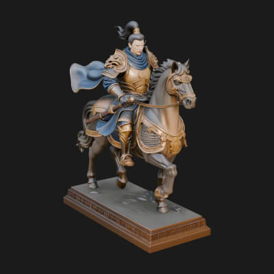 Mounted Armored General Statue Design 3 3D Print Model