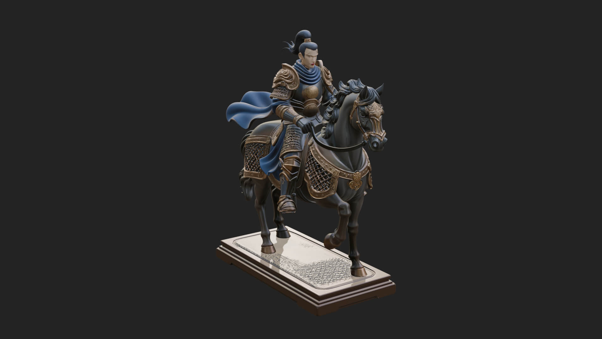 Mounted Armored General Statue Design 4 3D Print Model 3D Model