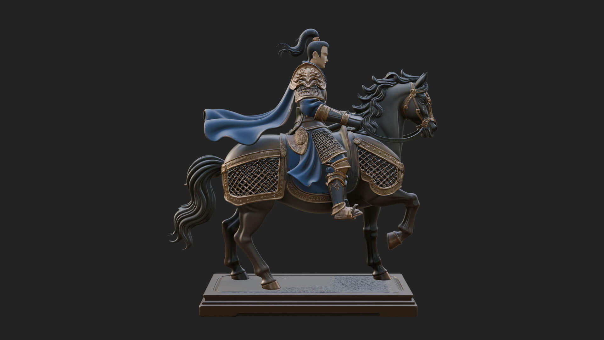 Mounted Armored General Statue Design 4 3D Print Model 3D Model