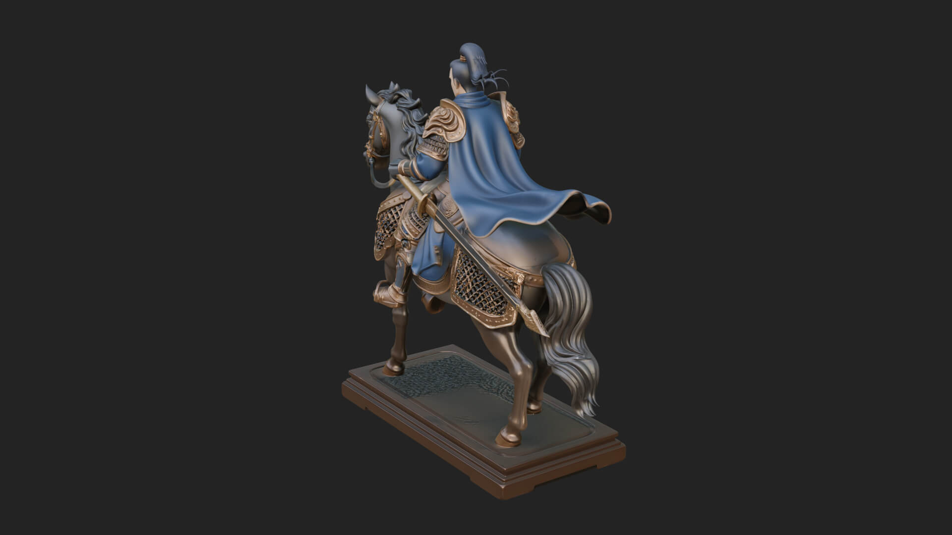 Mounted Armored General Statue Design 4 3D Print Model 3D Model