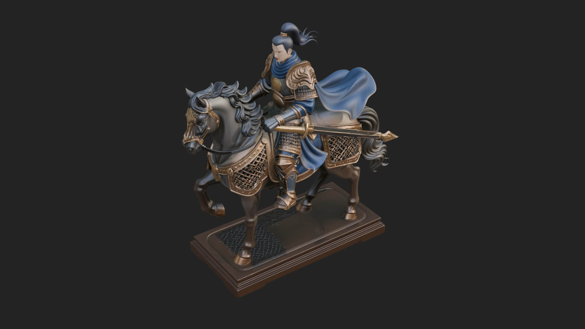 Mounted Armored General Statue Design 4 3D Print Model 3D Model