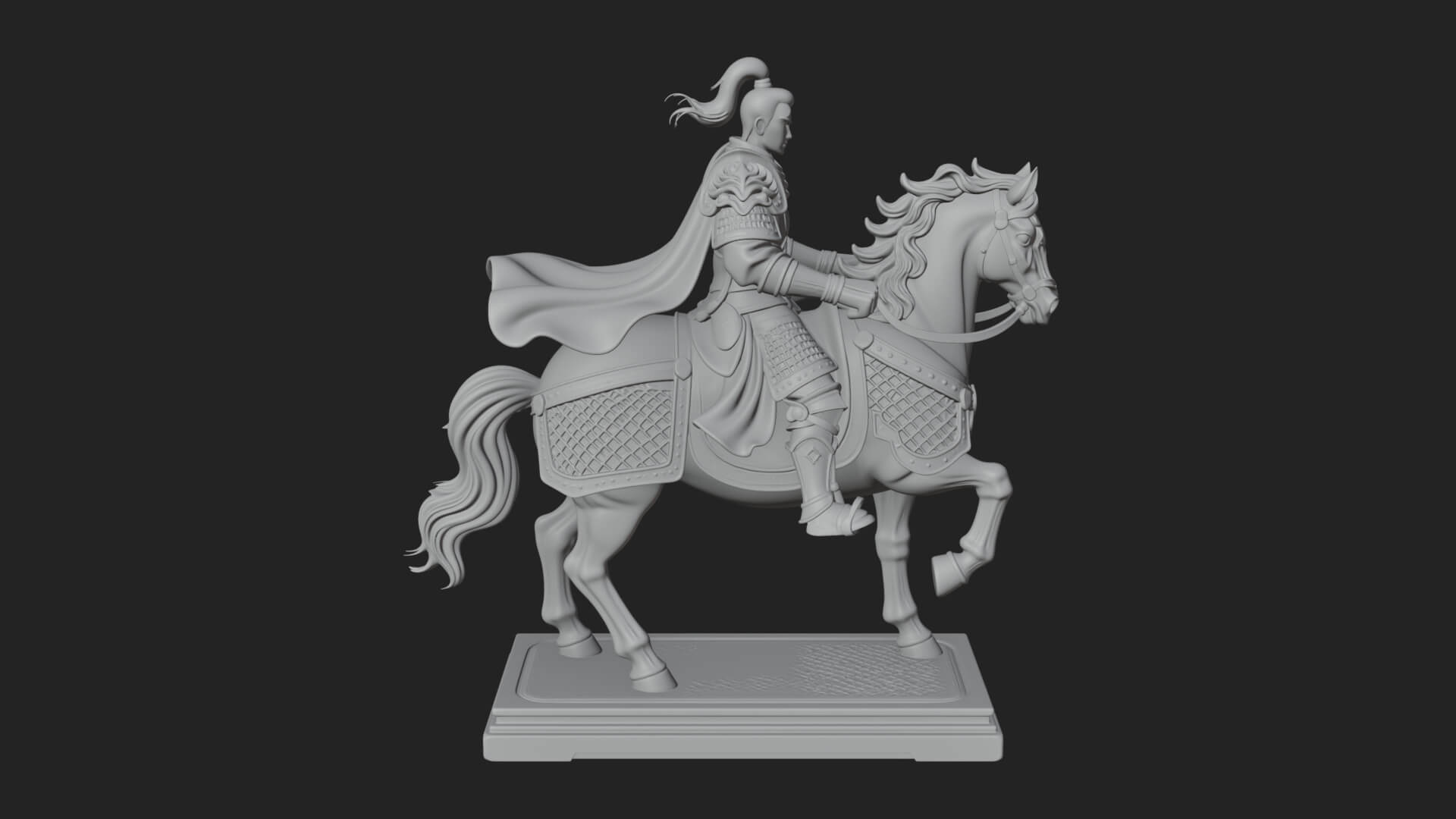 Mounted Armored General Statue Design 4 3D Print Model 3D Model