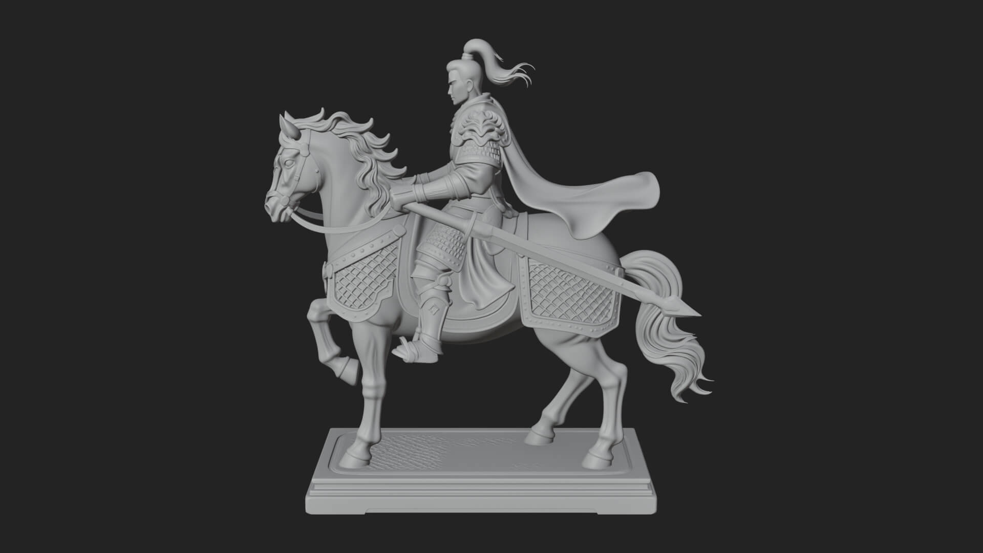 Mounted Armored General Statue Design 4 3D Print Model 3D Model