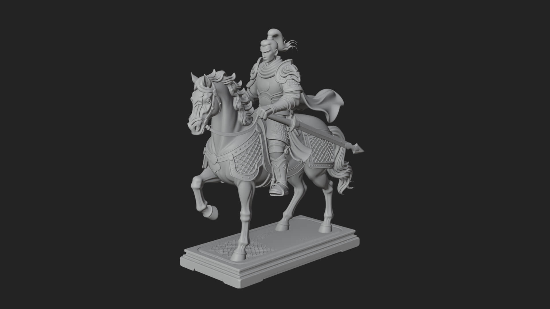 Mounted Armored General Statue Design 4 3D Print Model 3D Model
