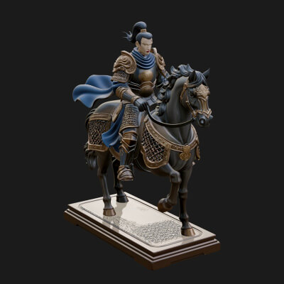 Mounted Armored General Statue Design 4 3D Print Model