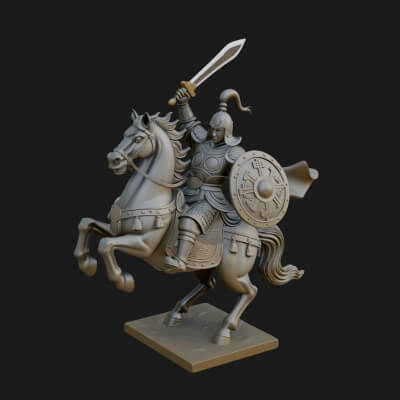 Mounted Asian Warrior Statue Design 1 3D Print Model
