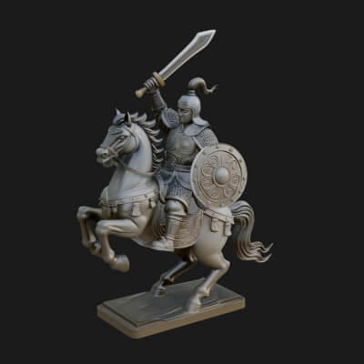 Mounted Asian Warrior Statue Design 2 3D Print Model