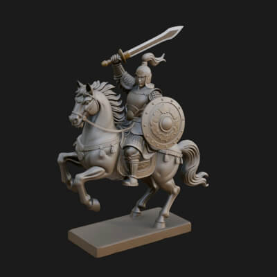 Mounted Asian Warrior Statue Design 4 3D Print Model