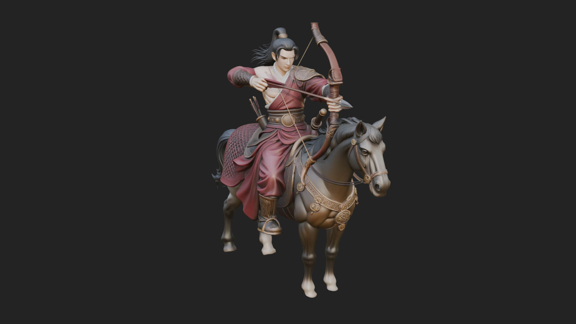 Mounted Horse Archer Statue Design 1 3D Print Model 3D Model