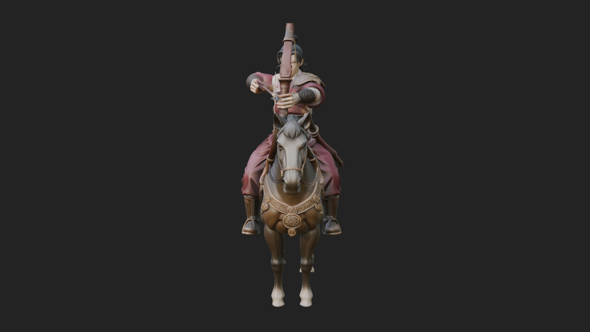 Mounted Horse Archer Statue Design 1 3D Print Model 3D Model