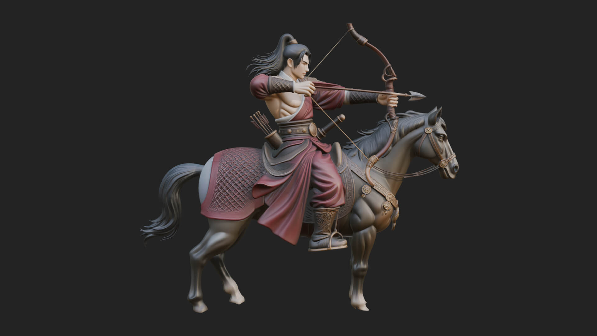 Mounted Horse Archer Statue Design 1 3D Print Model 3D Model