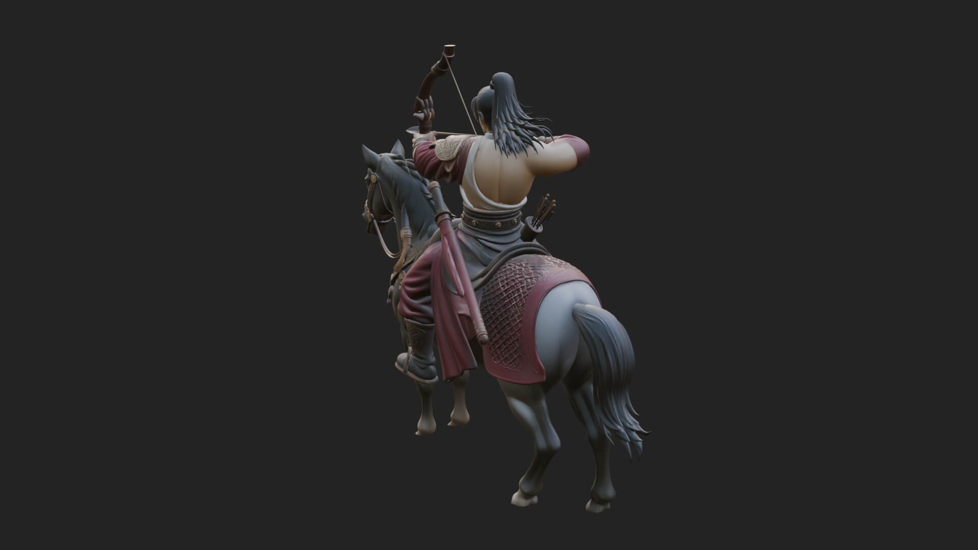 Mounted Horse Archer Statue Design 1 3D Print Model 3D Model