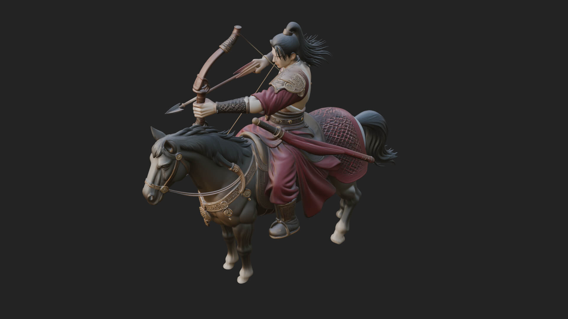 Mounted Horse Archer Statue Design 1 3D Print Model 3D Model