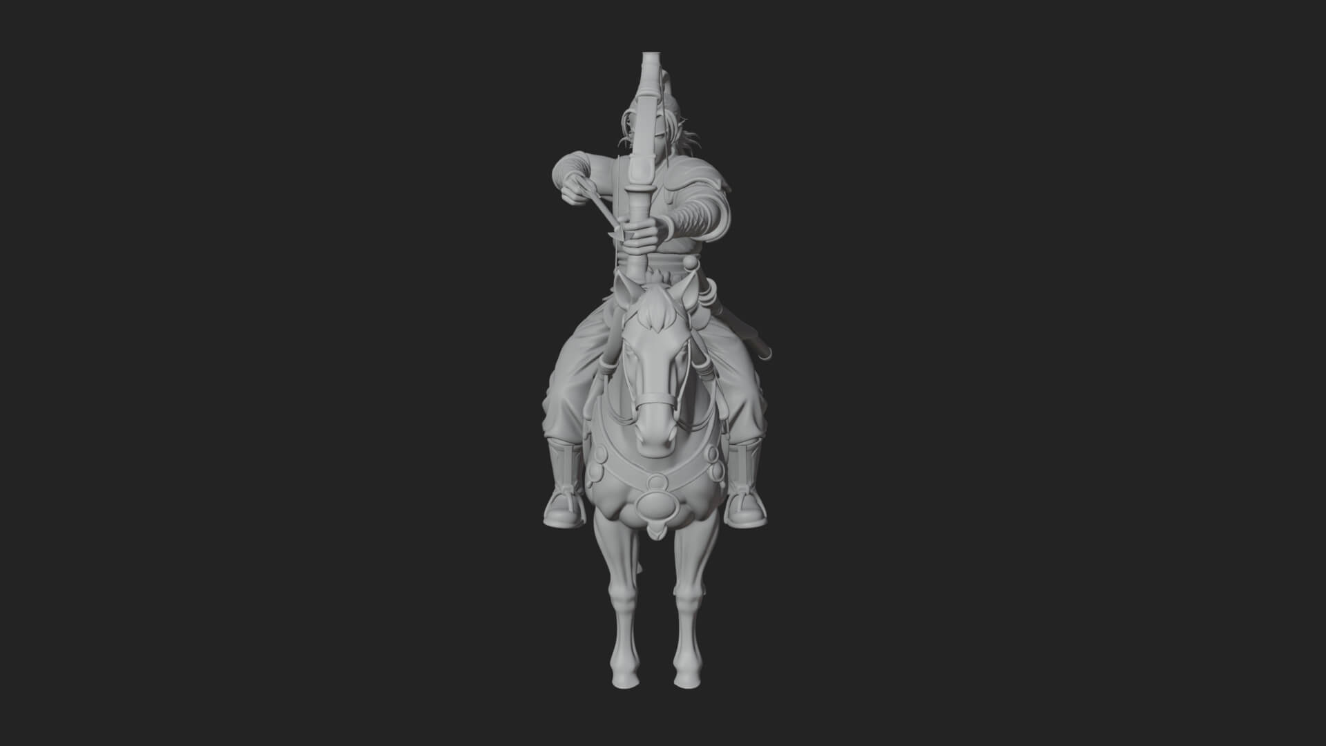 Mounted Horse Archer Statue Design 1 3D Print Model 3D Model