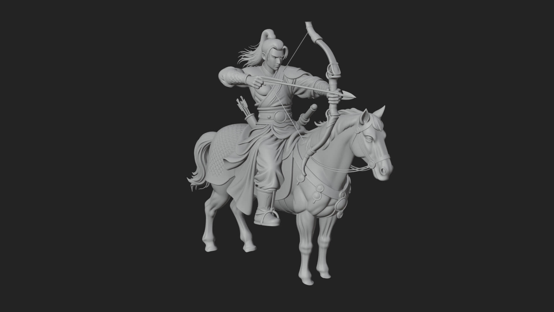 Mounted Horse Archer Statue Design 1 3D Print Model 3D Model