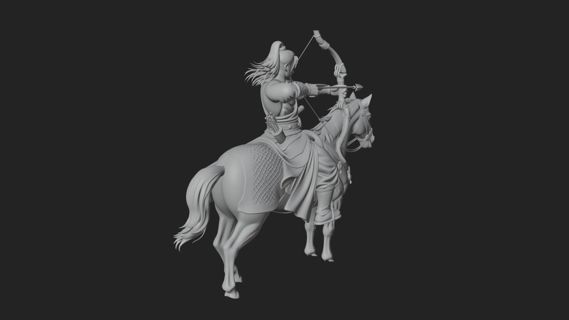 Mounted Horse Archer Statue Design 1 3D Print Model 3D Model