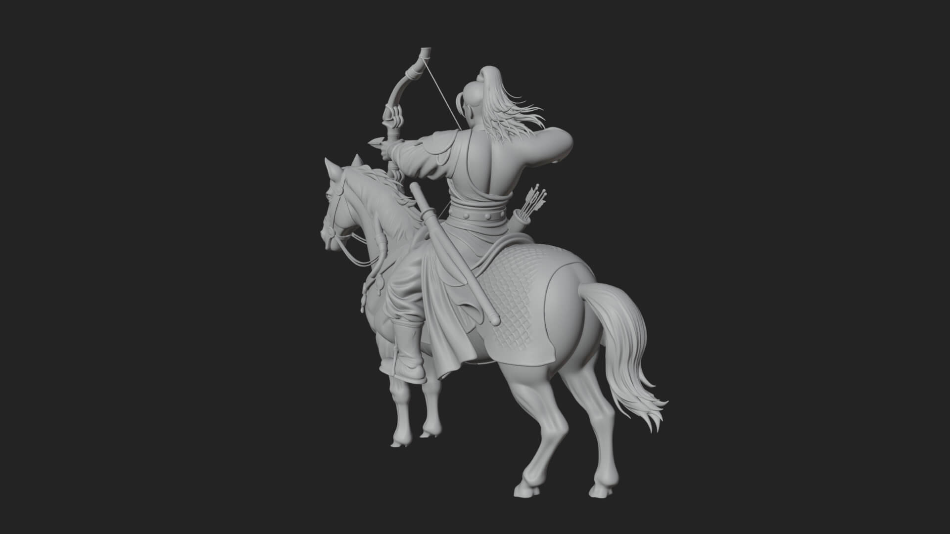 Mounted Horse Archer Statue Design 1 3D Print Model 3D Model