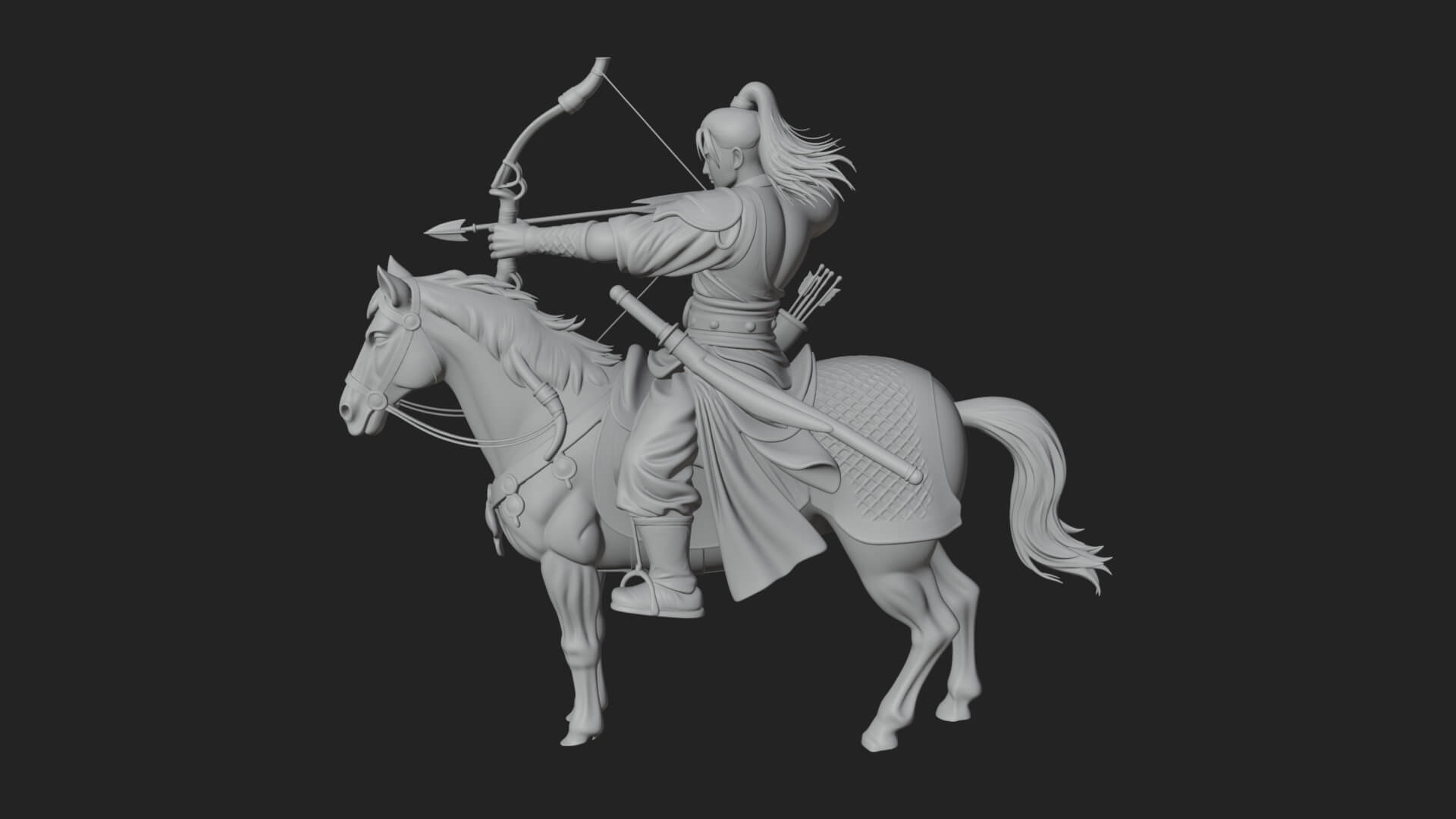 Mounted Horse Archer Statue Design 1 3D Print Model 3D Model