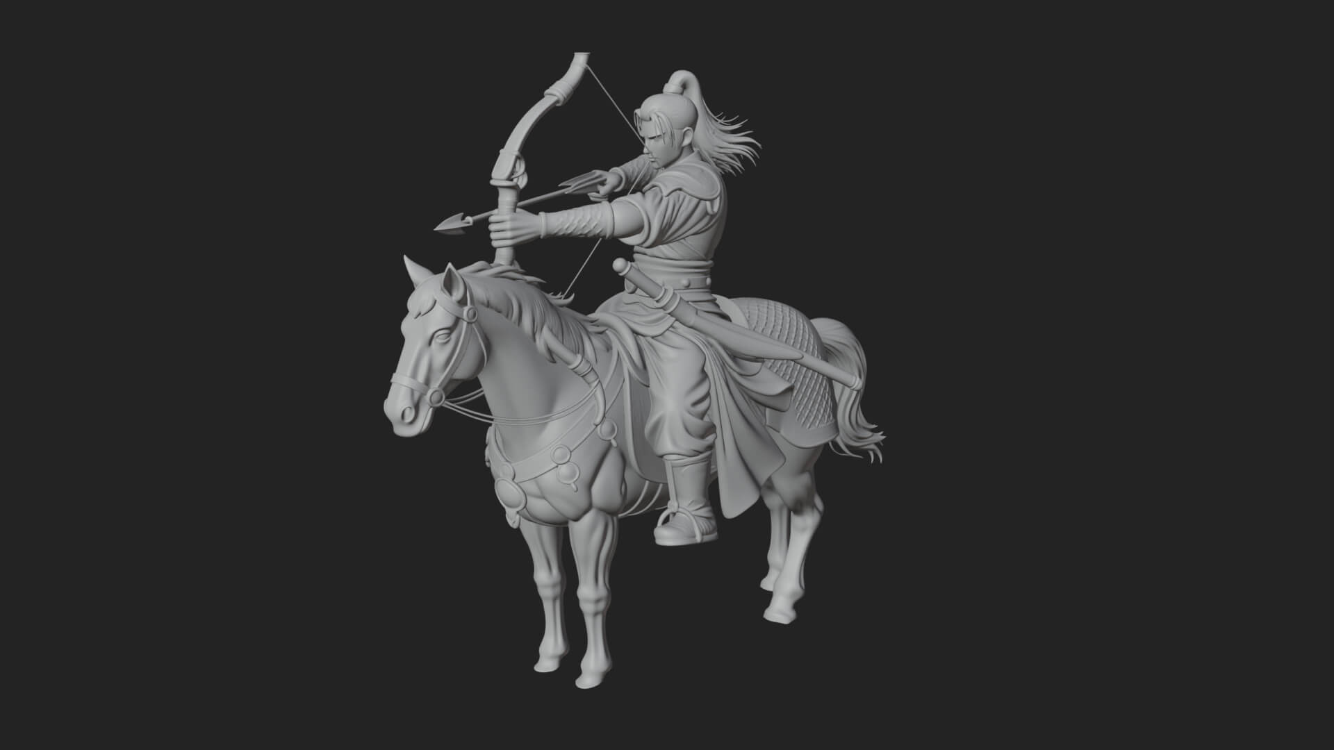 Mounted Horse Archer Statue Design 1 3D Print Model 3D Model