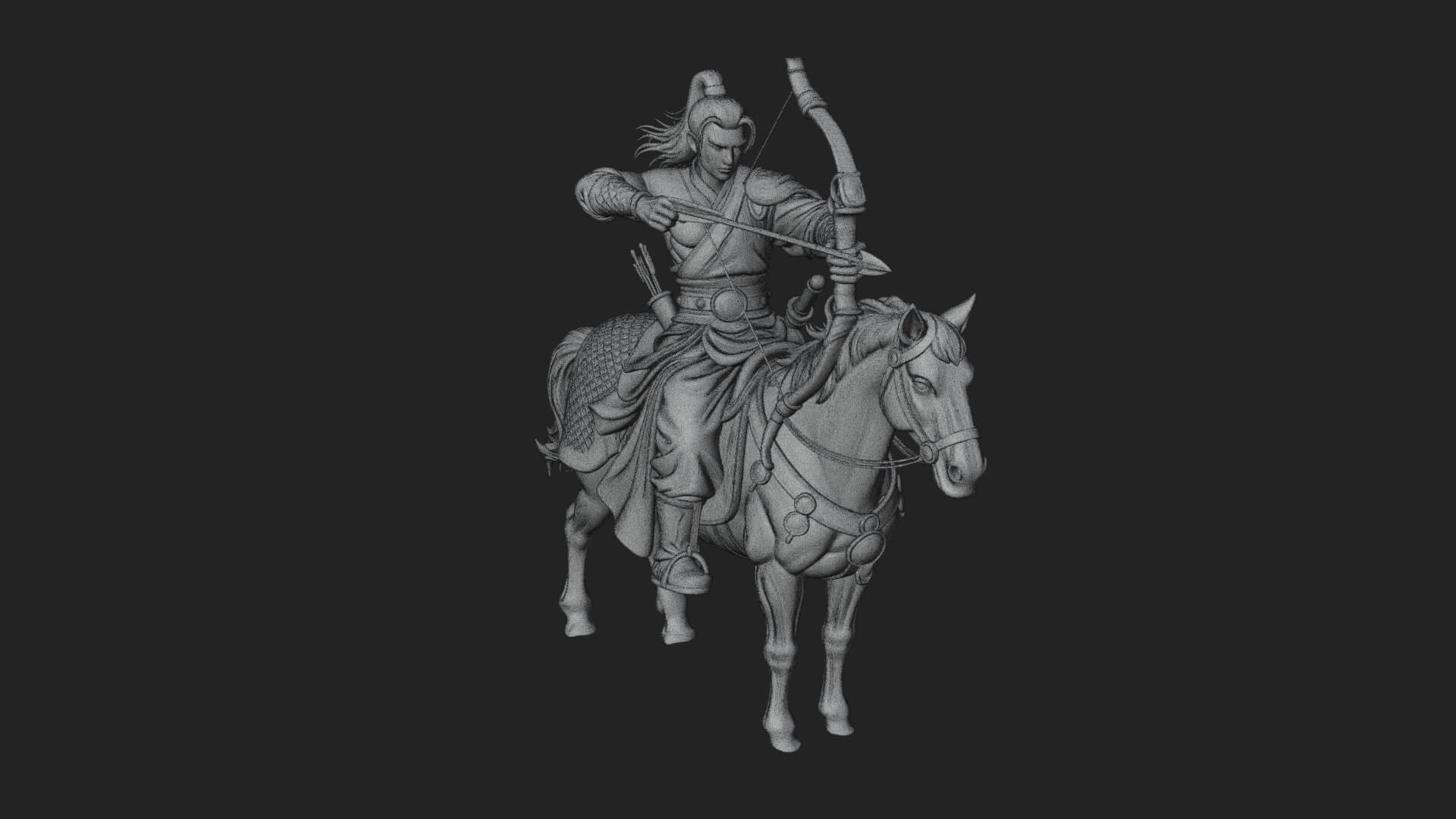 Mounted Horse Archer Statue Design 1 3D Print Model 3D Model
