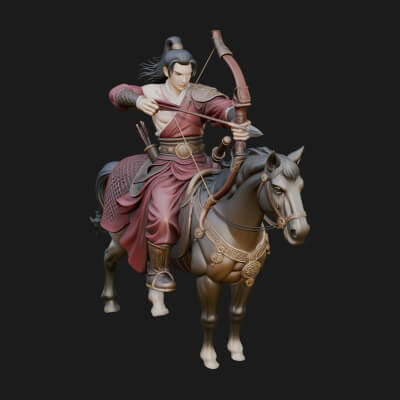 Mounted Horse Archer Statue Design 1 3D Print Model