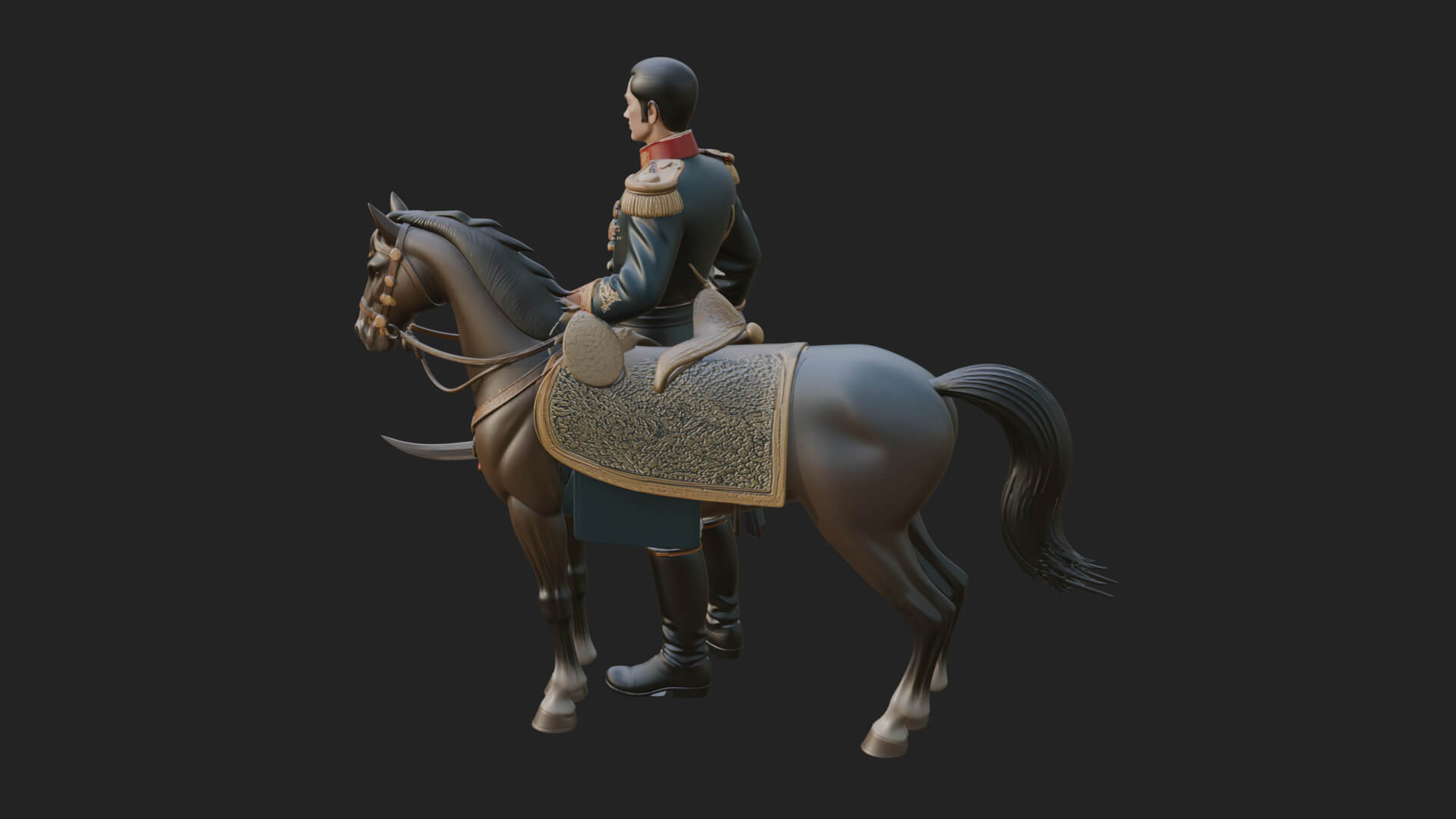 Mounted Officer on Horse Statue Design 1 3D Print Model 3D Model