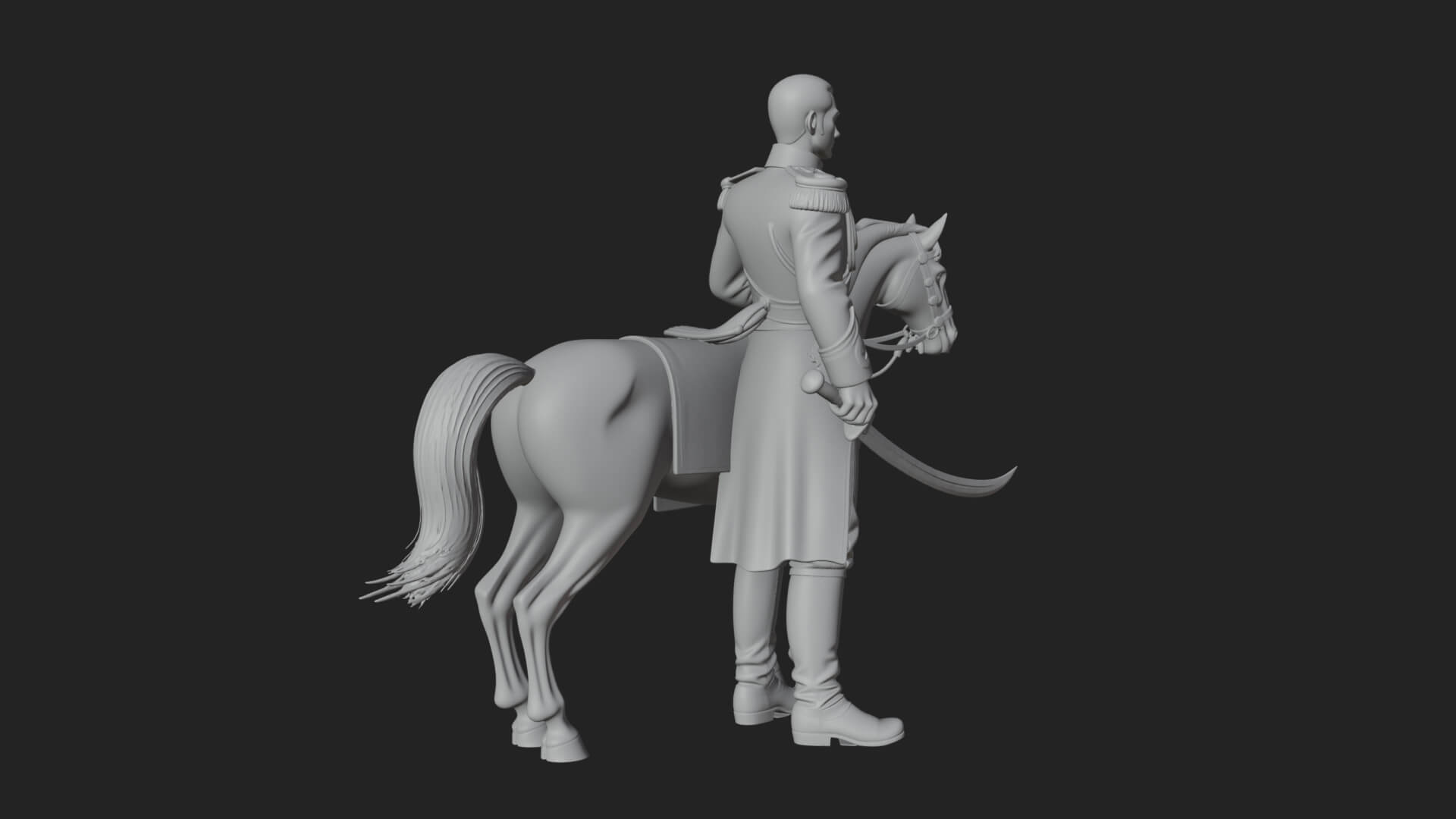 Mounted Officer on Horse Statue Design 1 3D Print Model 3D Model