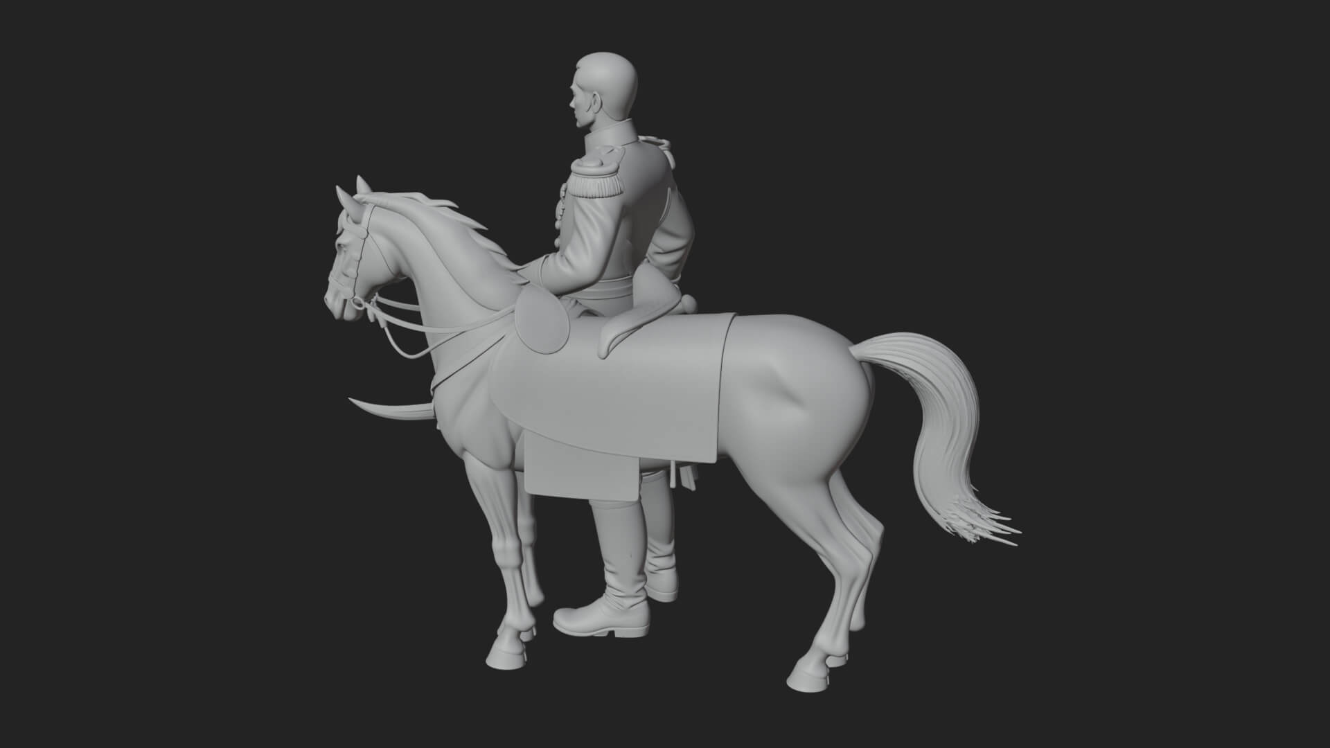 Mounted Officer on Horse Statue Design 1 3D Print Model 3D Model