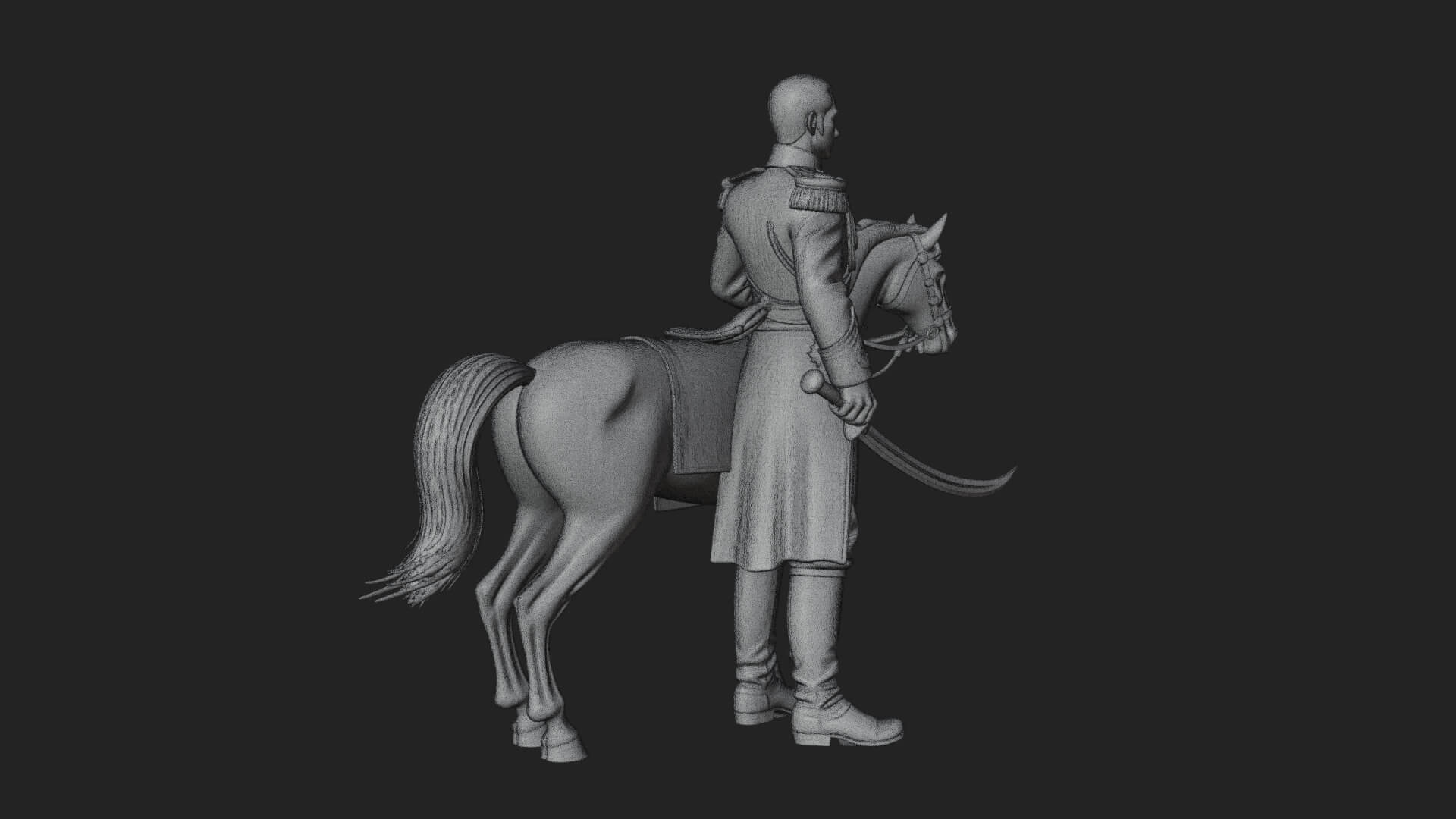 Mounted Officer on Horse Statue Design 1 3D Print Model 3D Model