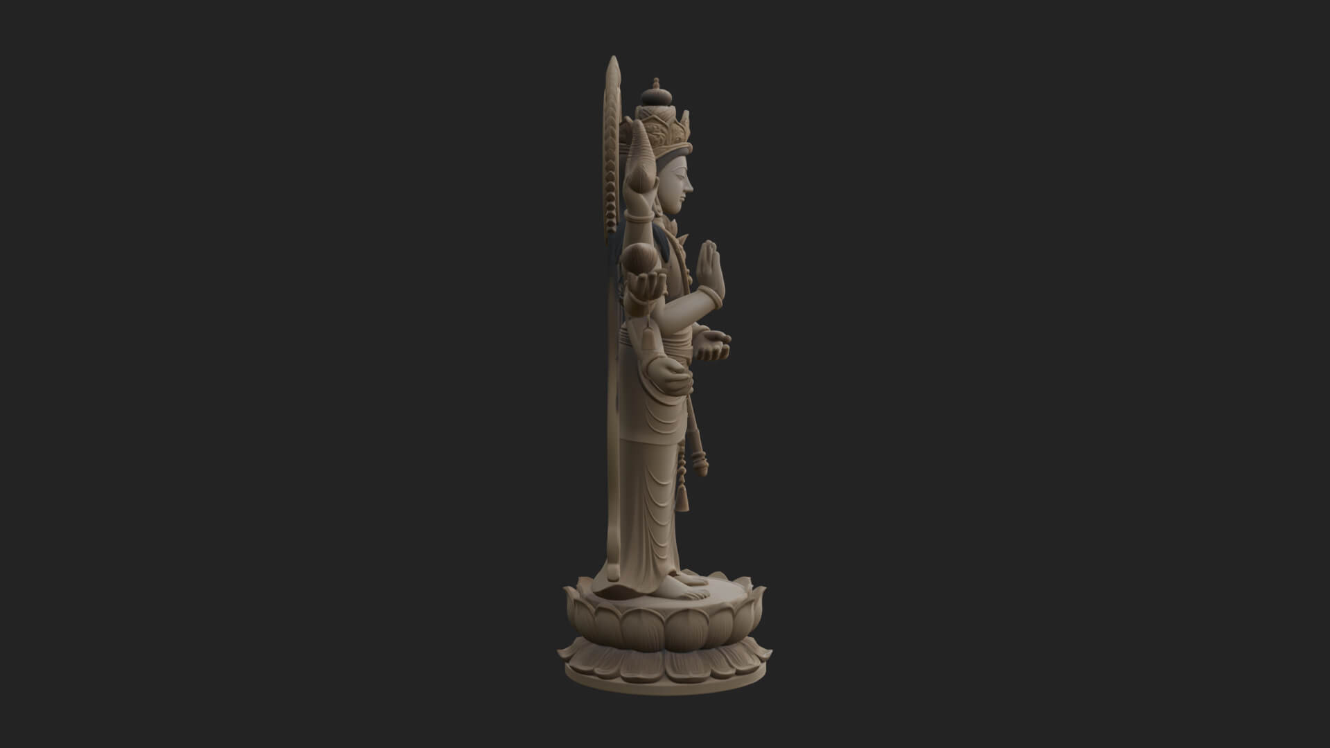 Multi-Armed Guanyin Statue Design 10 3D Print Model 3D Model