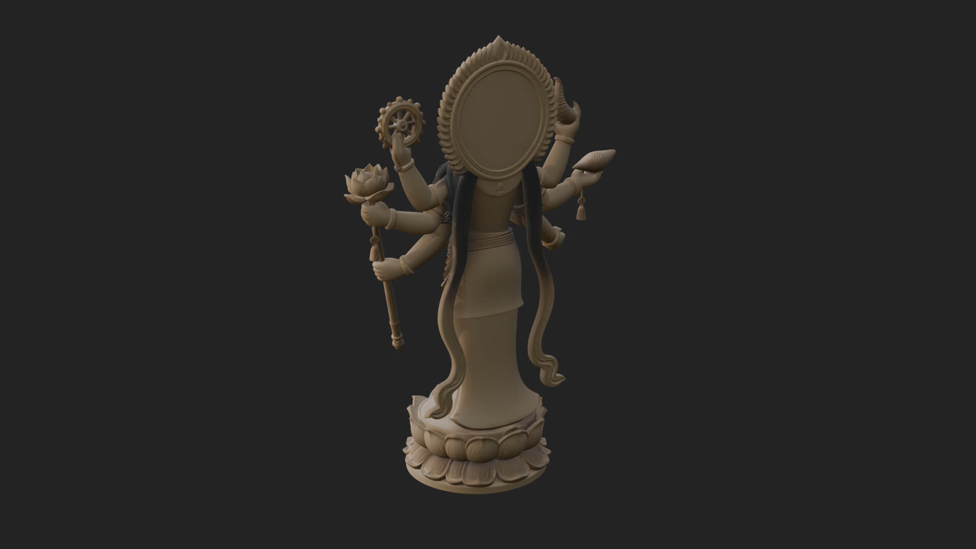 Multi-Armed Guanyin Statue Design 10 3D Print Model 3D Model