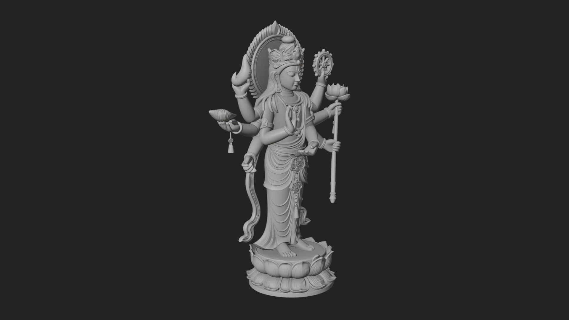 Multi-Armed Guanyin Statue Design 10 3D Print Model 3D Model