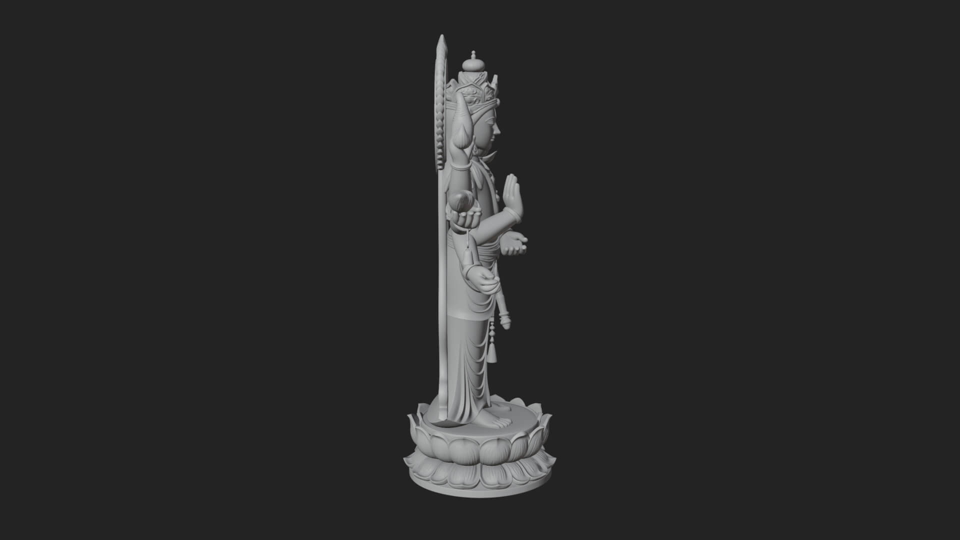 Multi-Armed Guanyin Statue Design 10 3D Print Model 3D Model