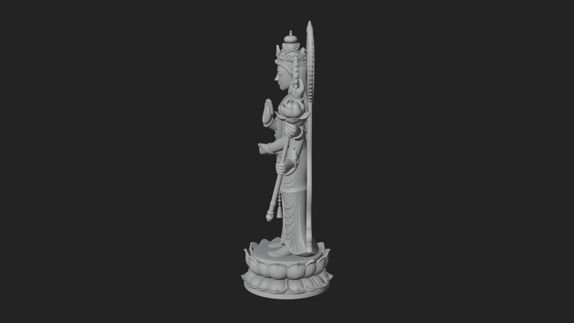 Multi-Armed Guanyin Statue Design 10 3D Print Model 3D Model