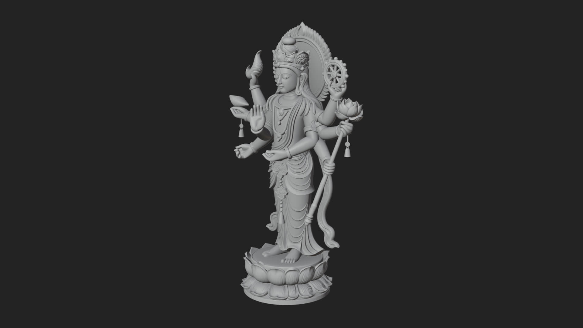 Multi-Armed Guanyin Statue Design 10 3D Print Model 3D Model
