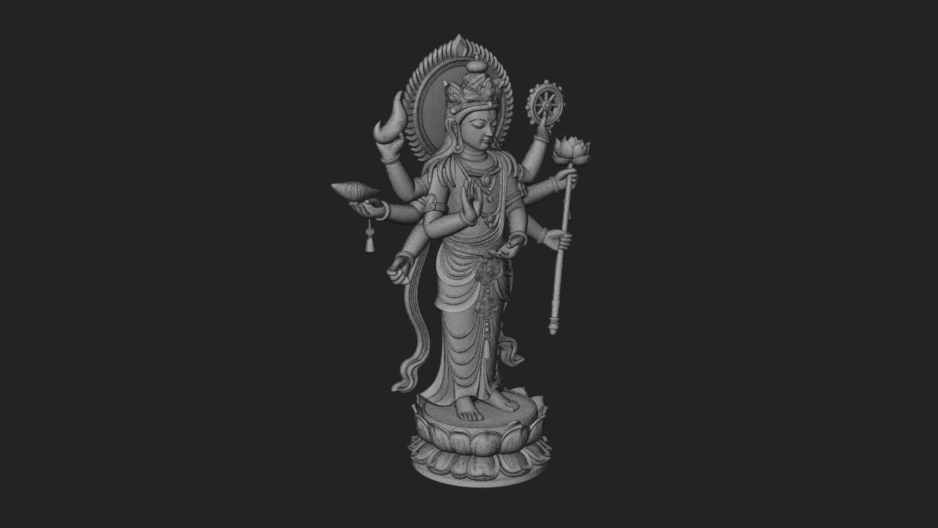 Multi-Armed Guanyin Statue Design 10 3D Print Model 3D Model