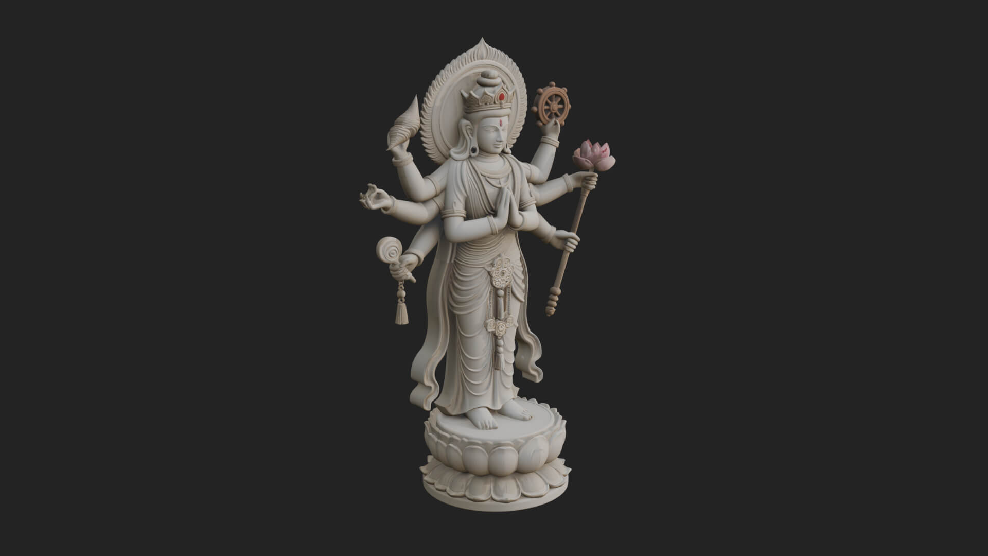 Multi-Armed Guanyin Statue Design 11 3D Print Model 3D Model