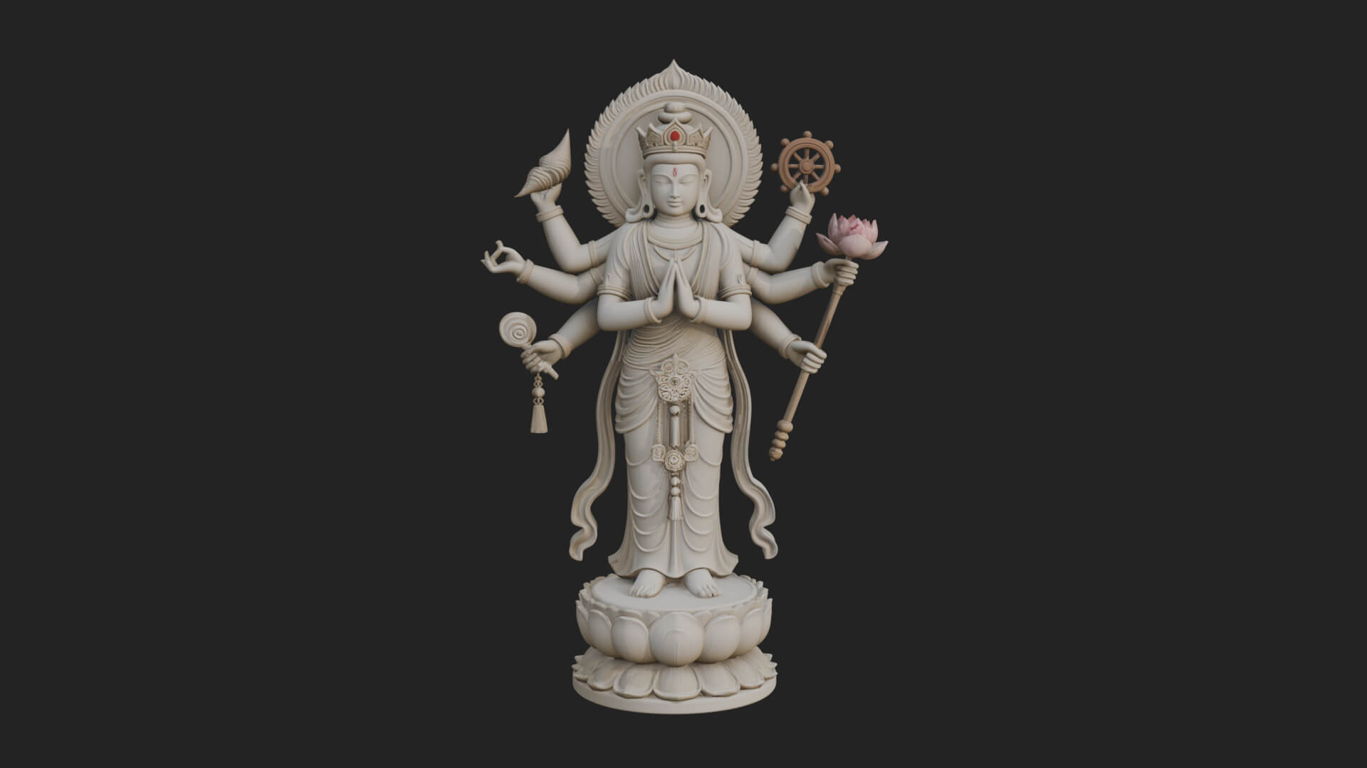 Multi-Armed Guanyin Statue Design 11 3D Print Model 3D Model