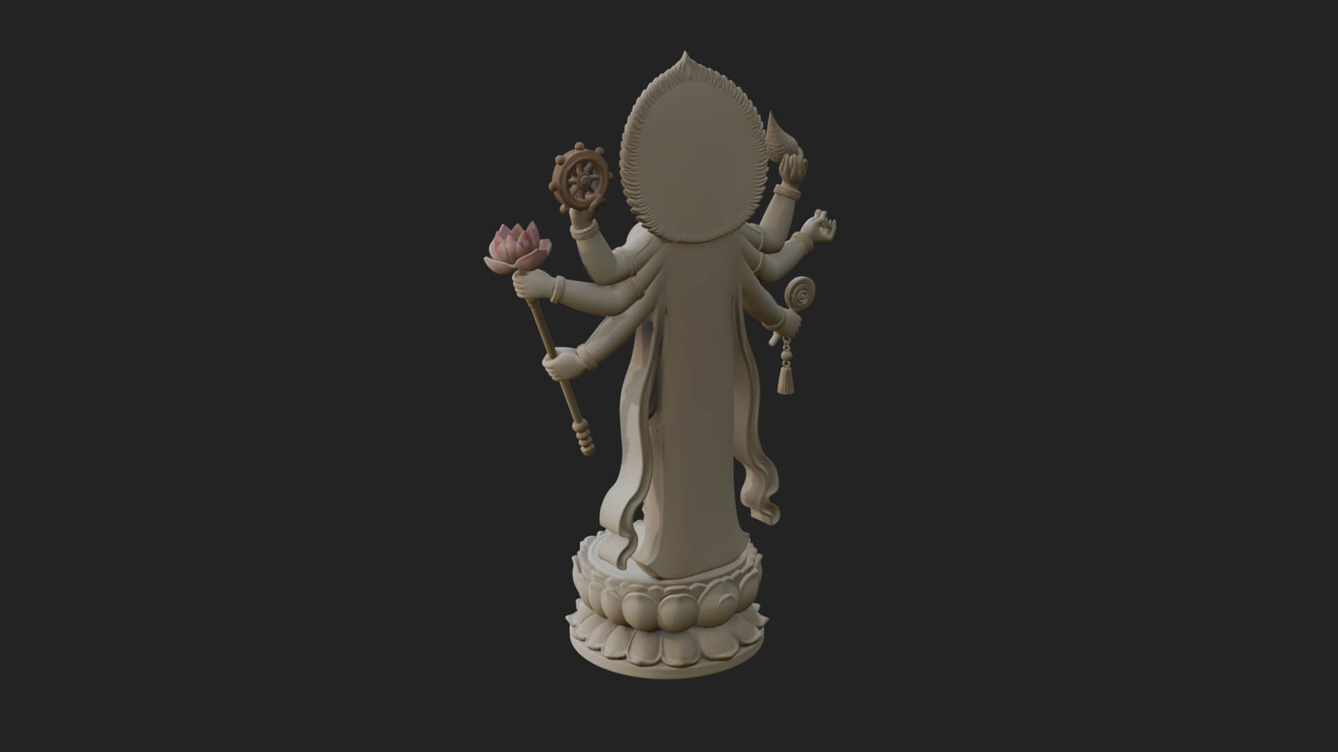 Multi-Armed Guanyin Statue Design 11 3D Print Model 3D Model