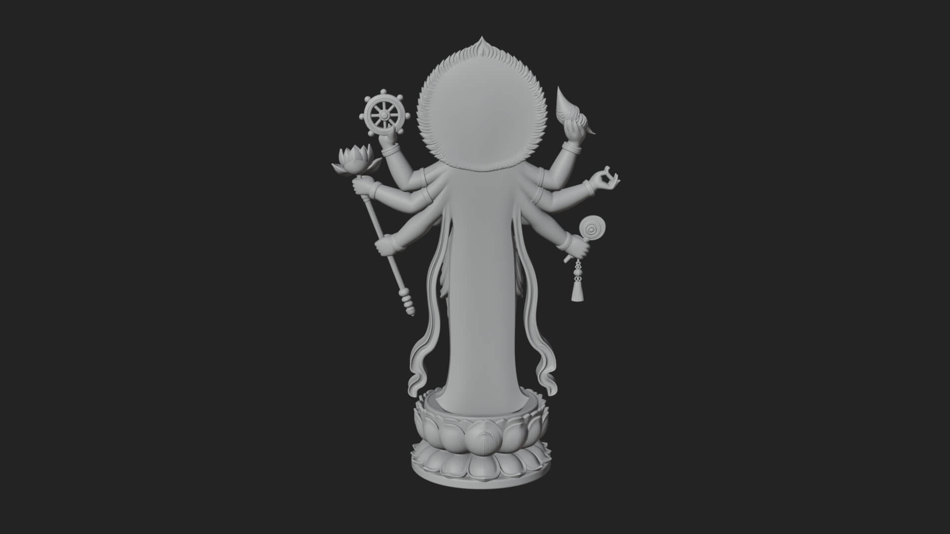 Multi-Armed Guanyin Statue Design 11 3D Print Model 3D Model
