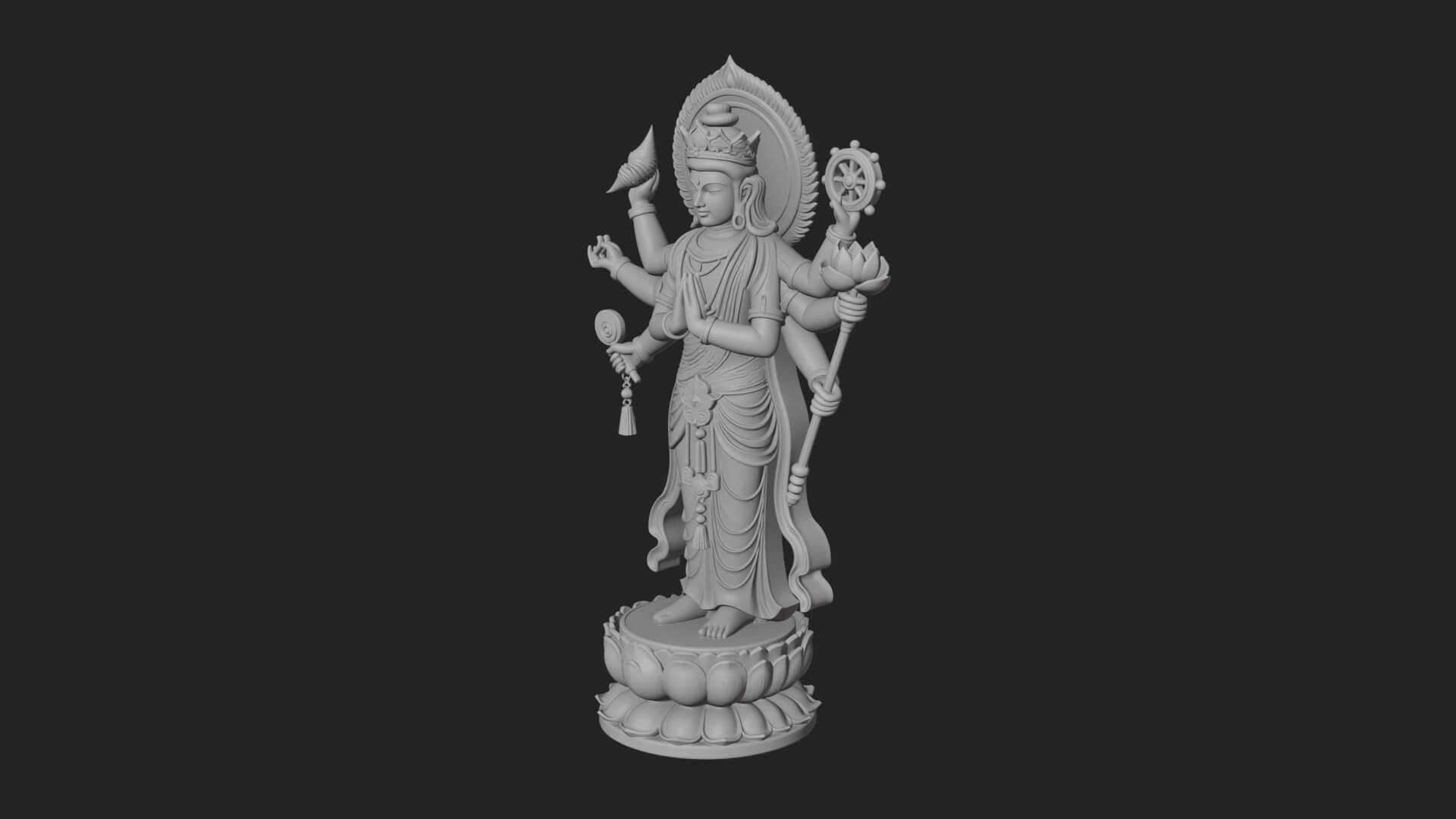 Multi-Armed Guanyin Statue Design 11 3D Print Model 3D Model